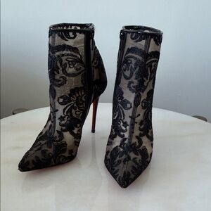 Christian Louboutin Black Lace Heeled Boots
